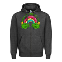 Charcoal Heather Happy St. Patrick's Day Rainbow And Shamrock Zipper Hoodie - RanaPortraitStore