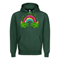 Sports Green Happy St. Patrick's Day Rainbow And Shamrock Zipper Hoodie - RanaPortraitStore