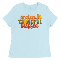 Baby Blue Fall Grateful Thankful Blessed Ladies Tee - LillyAllenDesigns
