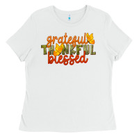 White Fall Grateful Thankful Blessed Ladies Tee - LillyAllenDesigns