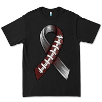 Black Gray Ribbon American Football Premium Tee - BundleAndBundleShop