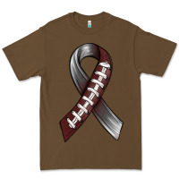 Cacao Gray Ribbon American Football Premium Tee - BundleAndBundleShop