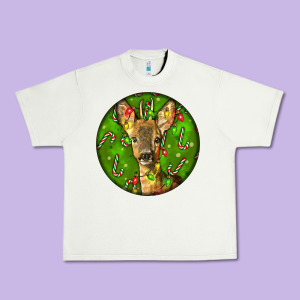 Red Brocket Deer Christmas Urban Heavy Tee Designed By Lillyallendesigns