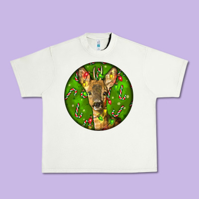 Red Brocket Deer Christmas Urban Heavy Tee Designed By Lillyallendesigns