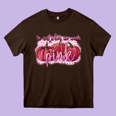 In October We Wear Pink Breast Cancer Heavy Core Tee Designed By Fadigitalartstudio