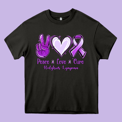 Peace Love Cure Odgkins Lympoma Heavy Core Tee Designed By Jasminsmagicworld