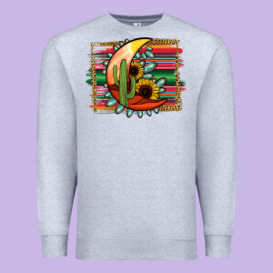 Desert Moon With Serape Background Premium Sweatshirt Designed By Jasminsmagicworld