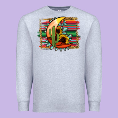 Desert Moon With Serape Background Premium Sweatshirt Designed By Jasminsmagicworld