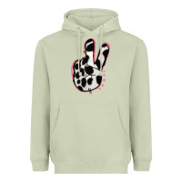 Matcha Black White Dalmatian Peace Sign Heavyweight Hoodie - Jasminsmagicworld