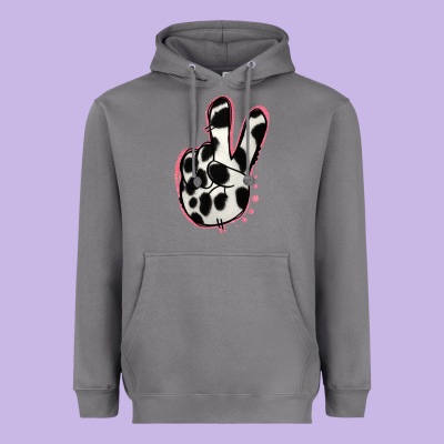 Black White Dalmatian Peace Sign Heavyweight Hoodie Designed By Jasminsmagicworld