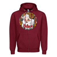 Burgundy believe Santa Claus Christmas Zipper Hoodie - Jasminsmagicworld