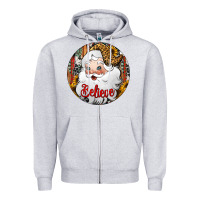 Heather Grey believe Santa Claus Christmas Zipper Hoodie - Jasminsmagicworld