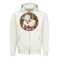 Oatmeal Heather believe Santa Claus Christmas Zipper Hoodie - Jasminsmagicworld