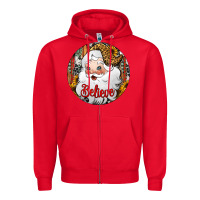 Red believe Santa Claus Christmas Zipper Hoodie - Jasminsmagicworld