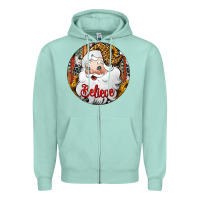 Seafoam believe Santa Claus Christmas Zipper Hoodie - Jasminsmagicworld