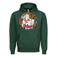 Sports Green believe Santa Claus Christmas Zipper Hoodie - Jasminsmagicworld