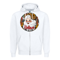 White believe Santa Claus Christmas Zipper Hoodie - Jasminsmagicworld