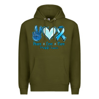 Army Green Peace Love Cure Prostate Cancer Premium Hoodie - Jasminsmagicworld