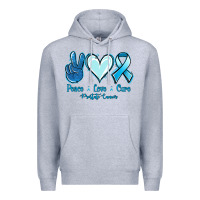 Heather Grey Peace Love Cure Prostate Cancer Premium Hoodie - Jasminsmagicworld