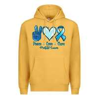 Mustard Peace Love Cure Prostate Cancer Premium Hoodie - Jasminsmagicworld