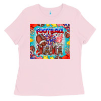 Bubblegum Pink Football Mama Ladies Tee - CowhideDigitalArt