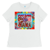 White Football Mama Ladies Tee - CowhideDigitalArt