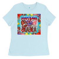 Baby Blue Football Mama Ladies Tee - CowhideDigitalArt