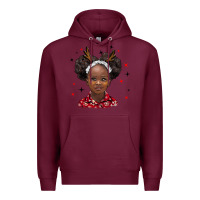 Burgundy christmas african girl Premium Hoodie - BarkalooDesign