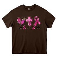 Chocolate Brown Love Faith cure Breast Cancer Heavy Core Tee - FaDigitalArtStudio
