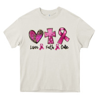 Cream Love Faith cure Breast Cancer Heavy Core Tee - FaDigitalArtStudio