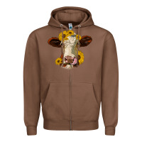 Chestnut hereford cattle sunflowers heifer Zipper Hoodie - Jasminsmagicworld
