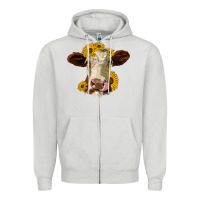 Dove Grey hereford cattle sunflowers heifer Zipper Hoodie - Jasminsmagicworld