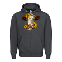 Smoke hereford cattle sunflowers heifer Zipper Hoodie - Jasminsmagicworld