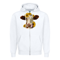 White hereford cattle sunflowers heifer Zipper Hoodie - Jasminsmagicworld