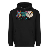 Black peace love pomeranian Heavyweight Hoodie - RanaPortraitStore