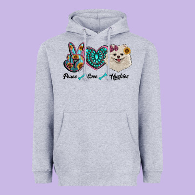 Peace Love Pomeranian Heavyweight Hoodie Designed By Ranaportraitstore