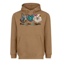 Toasted Coconut peace love pomeranian Heavyweight Hoodie - RanaPortraitStore