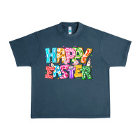 Midnight Navy Happy Easter Urban Heavy Tee - CowhideDigitalArt