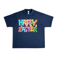 Navy Happy Easter Urban Heavy Tee - CowhideDigitalArt