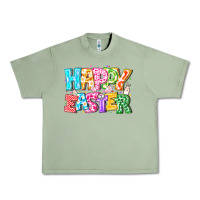 Oil Green Happy Easter Urban Heavy Tee - CowhideDigitalArt