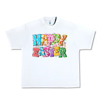 White Happy Easter Urban Heavy Tee - CowhideDigitalArt