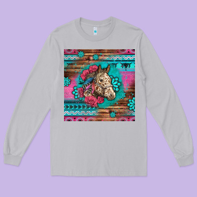 Floral Horse Long Sleeve Tee Designed By Lillyallendesigns