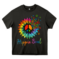 Asphalt daisy peace sign hippie soul retro hippie flower lovers t shirt Heavy Core Tee - baoMotion