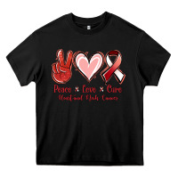 Peace Love Cure Heart And Neck Cancer Heavy Core Tee | Teevron