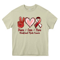 Mossy Peace Love Cure Heart And Neck Cancer Heavy Core Tee - Jasminsmagicworld
