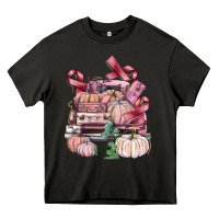 Asphalt Breast Cancer truck with pumpkins Heavy Core Tee - FaDigitalArtStudio