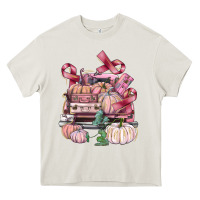Cream Breast Cancer truck with pumpkins Heavy Core Tee - FaDigitalArtStudio