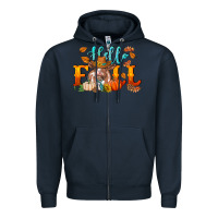 Navy hello fall heifer cow Zipper Hoodie - RanaPortraitStore