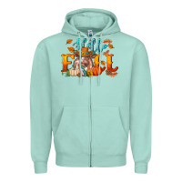 Seafoam hello fall heifer cow Zipper Hoodie - RanaPortraitStore