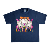 Navy Happy Easter Urban Heavy Tee - CowhideDigitalArt